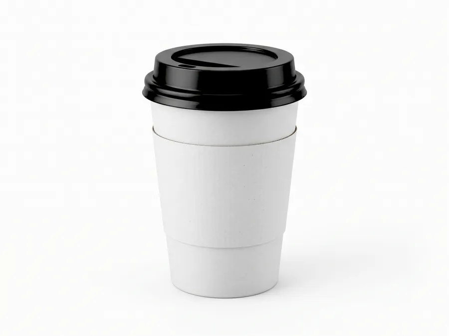 FREE PAPER COFFEE CUP WITH SLEEVE MOCKUP — FRONT STUDIO VIEW (PSD) mockup preview 2