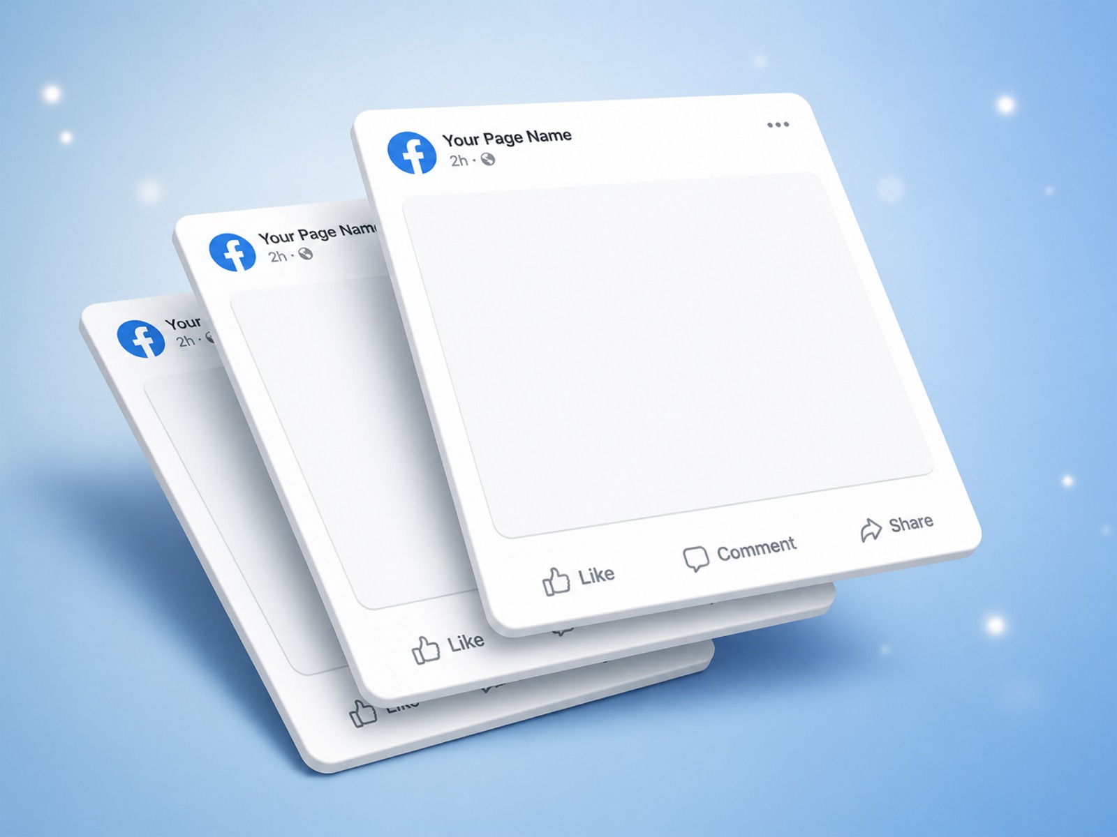 Facebook Post Mockup – Stacked 3D Card Set on Blue Background mockup preview 2