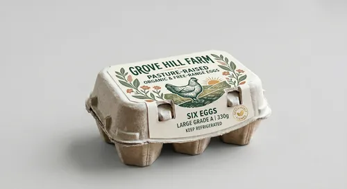 Free 6-Pack Egg Carton With Wrap Label Mockup — Isometric View (PSD) mockup preview