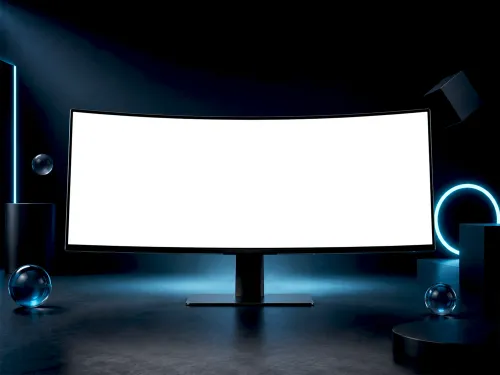 Curved Ultrawide Monitor Mockup – Cinematic 3D Scene (PSD) alternate mockup preview