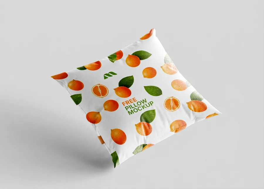 FREE SQUARE PILLOW MOCKUP FLOATING DIAGONAL — STUDIO WHITE (PSD) mockup preview 3