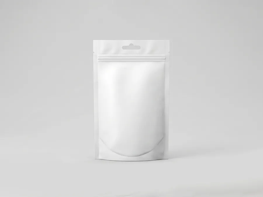 FREE MATTE STAND UP POUCH MOCKUP WITH HANG HOLE — FRONT VIEW (PSD) mockup preview 2