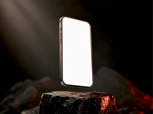 Free Floating Iphone Mockup On Dark Stone — Cinematic Scene (PSD) alternate mockup preview