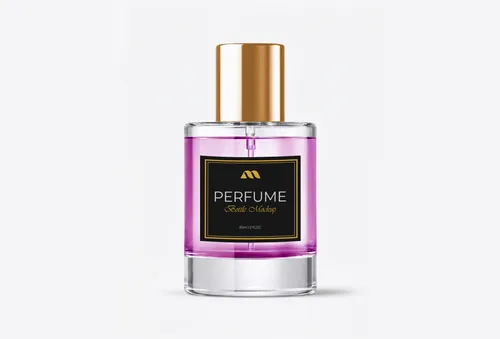 Free Luxury Perfume Bottle Mockup With Gold Cap — Front View (PSD) mockup preview