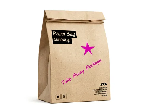 Free Kraft Paper Bag Mockup — Takeaway Food Packaging (PSD) mockup preview