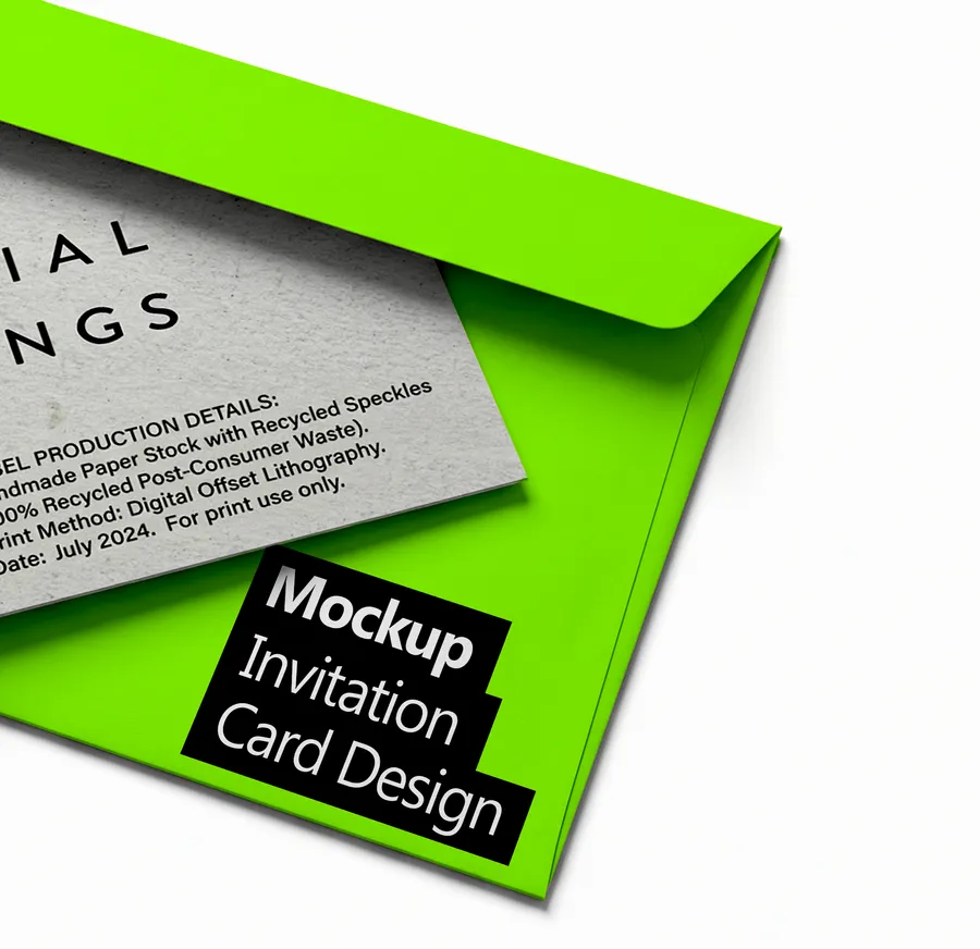 FREE GREETING CARD AND ENVELOPE MOCKUP — RECYCLED PAPER TEXTURE (PSD) mockup preview 2