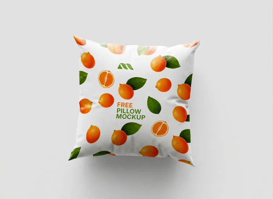 FREE SQUARE PILLOW MOCKUP FRONT VIEW — CLEAN STUDIO OVERHEAD (PSD) mockup preview 2