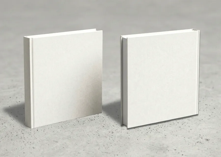 FREE 8.25X8.25 SQUARE HARDCOVER BOOK MOCKUP — FRONT & SPINE DUAL VIEW (PSD) mockup preview 2
