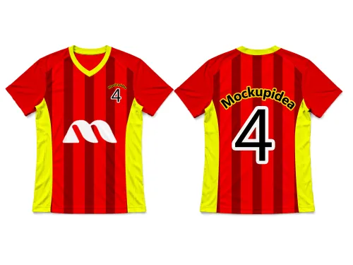 Soccer Jersey Mockup – Front And Back Striped Kit (PSD) mockup preview