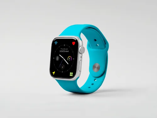 Free Smartwatch Mockup With Silicone Band — Isometric Standing View (PSD) mockup preview
