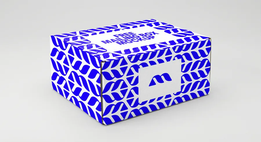 FREE CORRUGATED MAILING BOX MOCKUP — PERSPECTIVE STUDIO VIEW (PSD) mockup preview 2