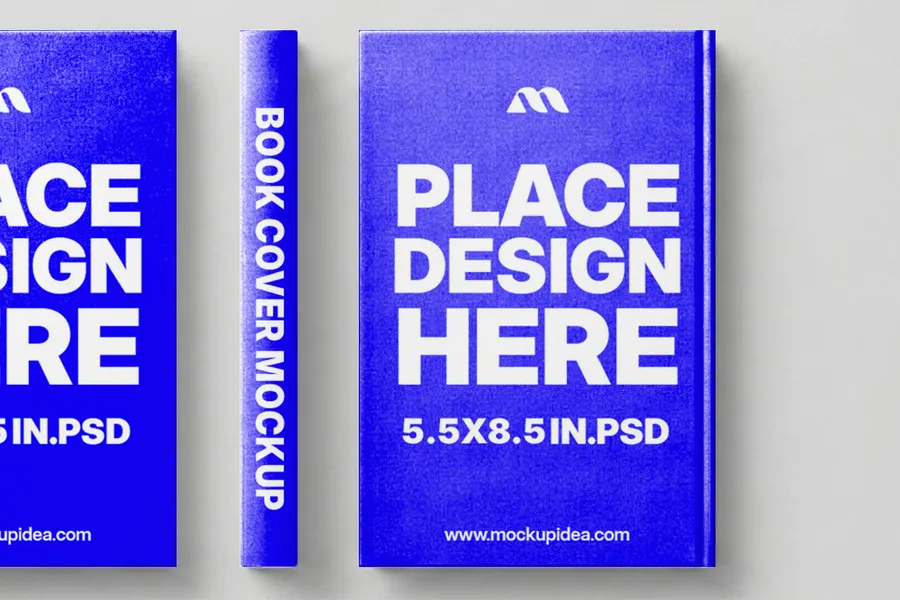 FREE 5.5X8.5 HARDCOVER BOOK MOCKUP SET — FRONT, SPINE & BACK VIEW (PSD) mockup preview 2