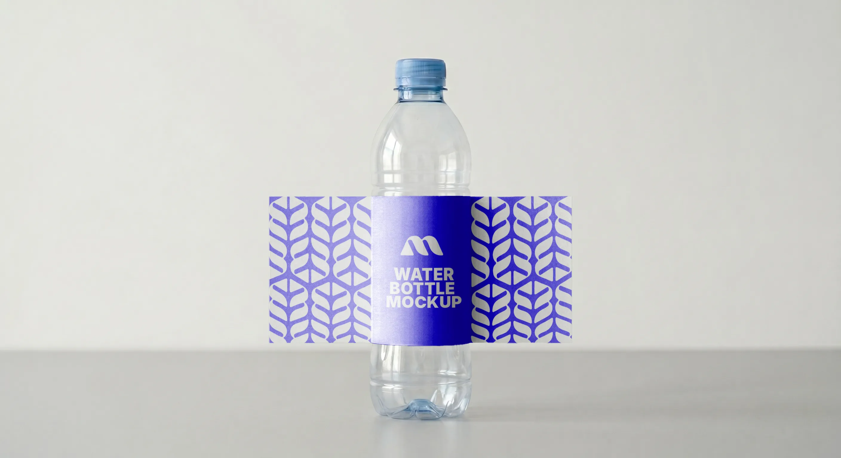 FREE PLASTIC WATER BOTTLE MOCKUP — PURPLE LABEL BLUE CAP (PSD) mockup preview 2