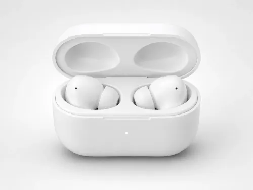 Wireless Earbuds Case Mockup – Orange Open Case View (PSD) alternate mockup preview
