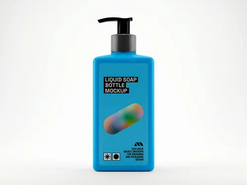 Free Square Liquid Soap Pump Bottle Mockup — Front View (PSD) mockup preview