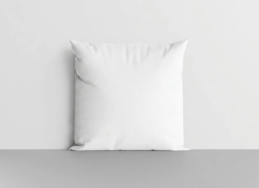 FREE SQUARE PILLOW MOCKUP STANDING UPRIGHT AGAINST WALL — STUDIO (PSD) mockup preview 2