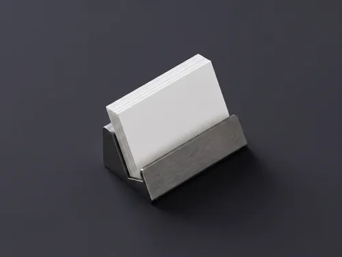 Free Business Card Mockup In Steel Holder — Dark Desk Scene (PSD) alternate mockup preview