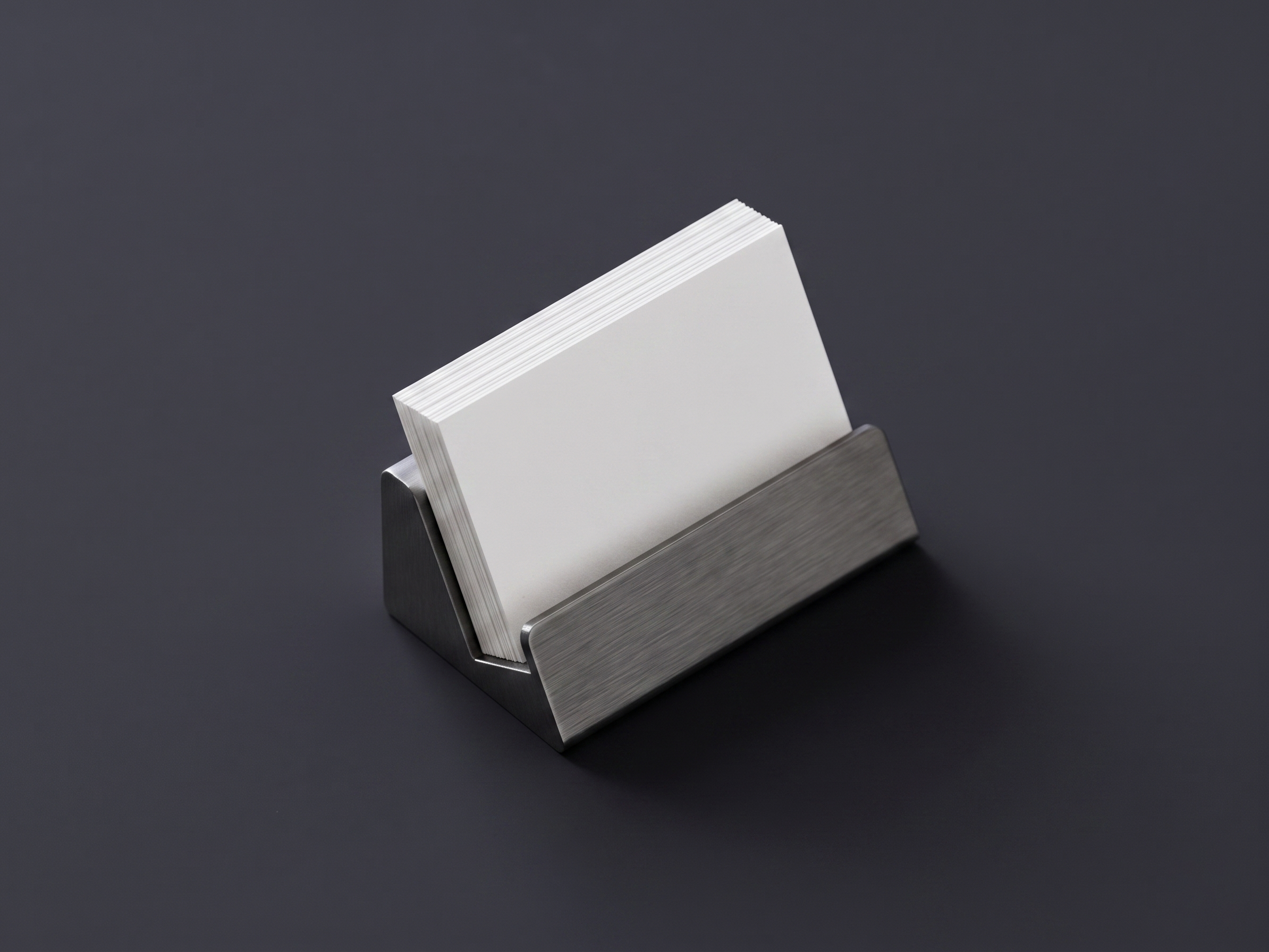 FREE BUSINESS CARD MOCKUP IN STEEL HOLDER — DARK DESK SCENE (PSD) mockup preview 2