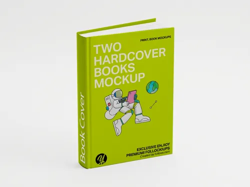 Free Standing Hardcover Book Mockup — Front & Spine View (PSD) mockup preview