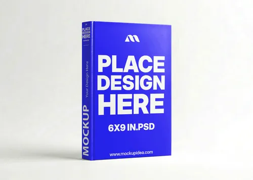 Free 6x9 Hardcover Book Mockup With Spine — Angled View (PSD) mockup preview