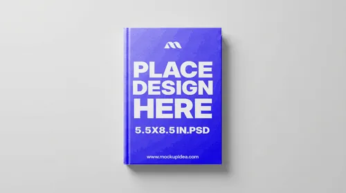 Free 5.5x8.5 Hardcover Book Mockup Flat Lay — Top View (PSD) mockup preview