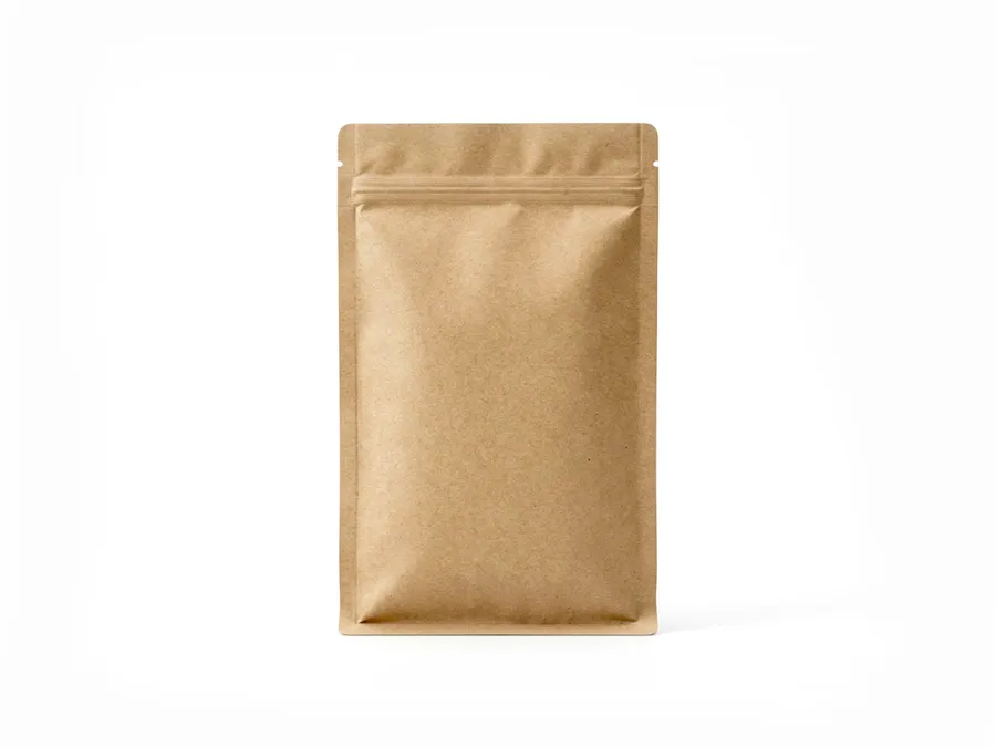 FREE KRAFT COFFEE BAG MOCKUP — STAND UP POUCH FRONT VIEW (PSD) mockup preview 2