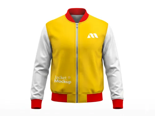 Free Zip-Up Varsity Bomber Jacket Mockup — Ghost Mannequin (PSD) mockup preview