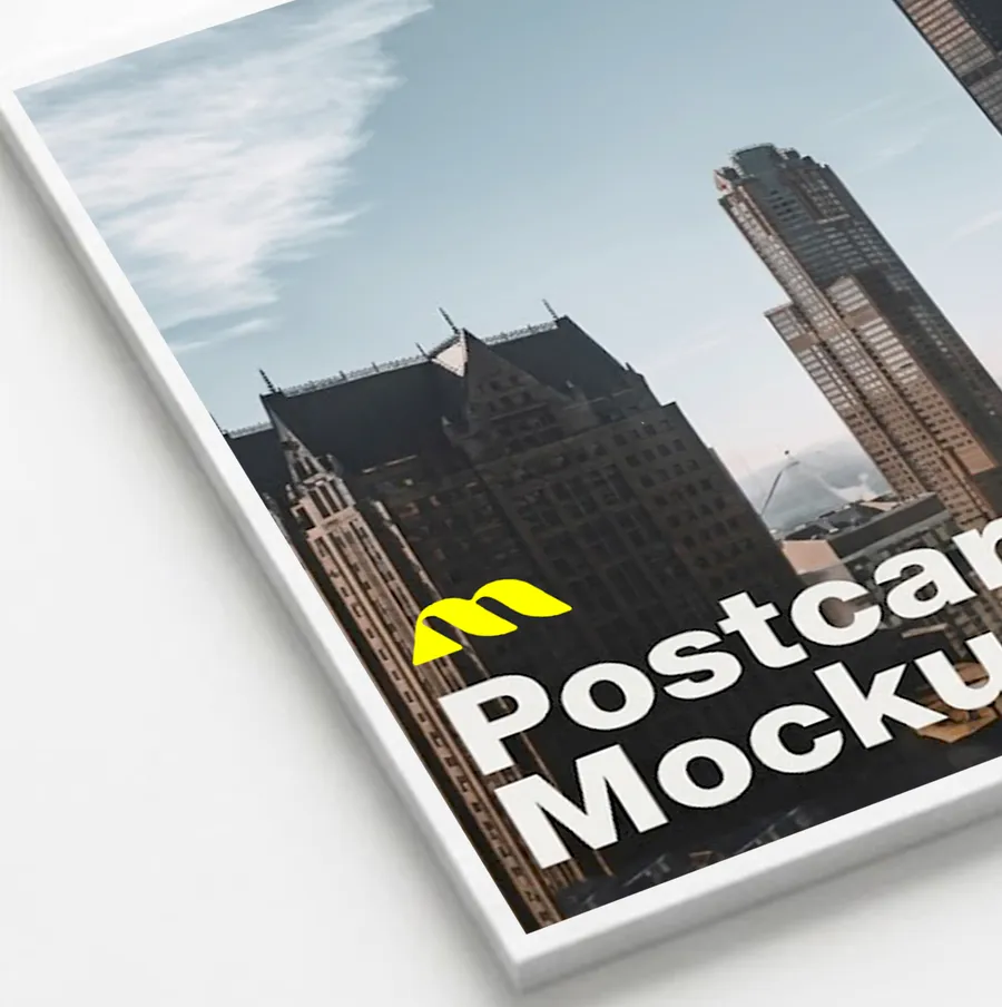 FREE POSTCARD MOCKUP FLAT LAY ANGLED — CLEAN STUDIO VIEW (PSD) mockup preview 2