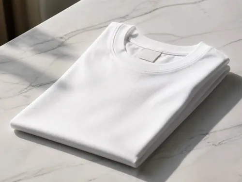 Free Black Folded T-Shirt Mockup On Marble — Lifestyle Scene (PSD) alternate mockup preview