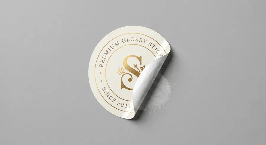 FREE PEELED ROUND STICKER MOCKUP WITH GLUE RESIDUE (PSD) mockup preview 2