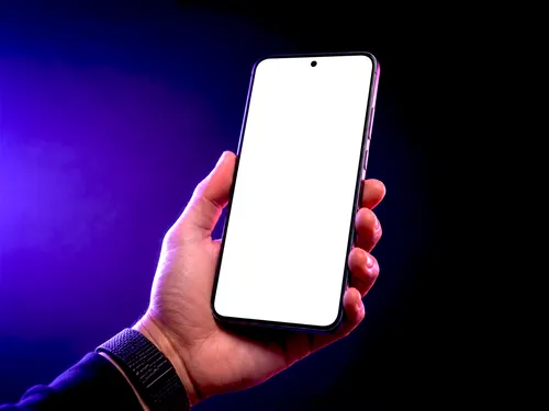 Free Samsung S25 Mockup Held In Hand — Neon Lockscreen Scene (PSD) alternate mockup preview