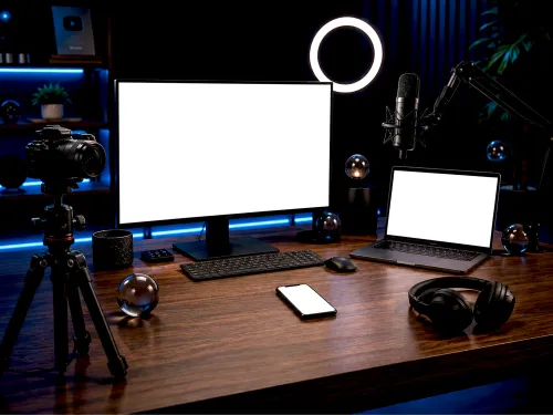 Creator Studio Setup Mockup – Multi Device Desk Scene (PSD) alternate mockup preview