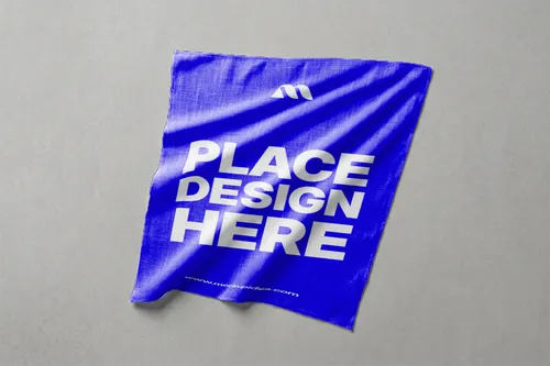 Free Bandana Mockup Flat Lay — Fabric Texture Top View (PSD) mockup preview