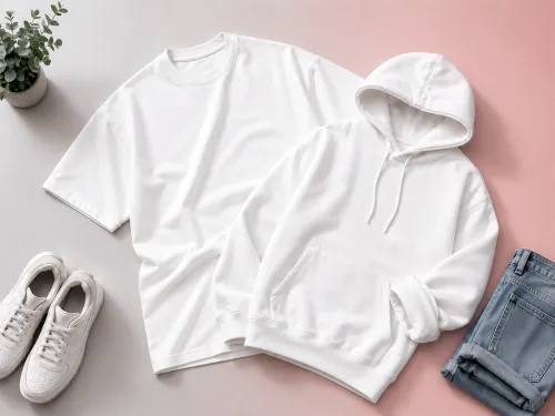 T-Shirt Hoodie Combo Mockup – Matching Flat Lay Set (PSD) alternate mockup preview