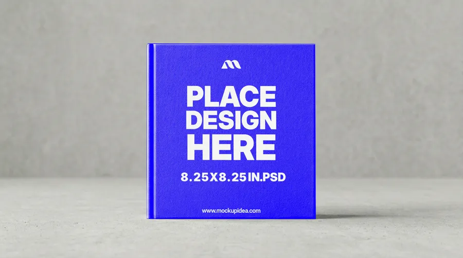 FREE 8.25X8.25 SQUARE HARDCOVER BOOK MOCKUP — FRONT STANDING VIEW (PSD) mockup preview 2