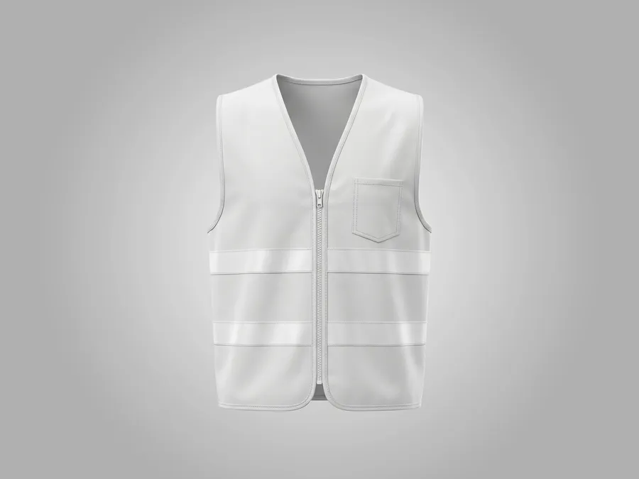 FREE SAFETY VEST MOCKUP — REFLECTIVE STRIPE ZIP FRONT (PSD) mockup preview 2