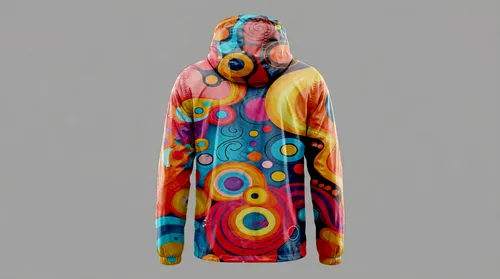 Free Hooded Windbreaker Mockup — All-Over-Print Color Splash (PSD) mockup preview