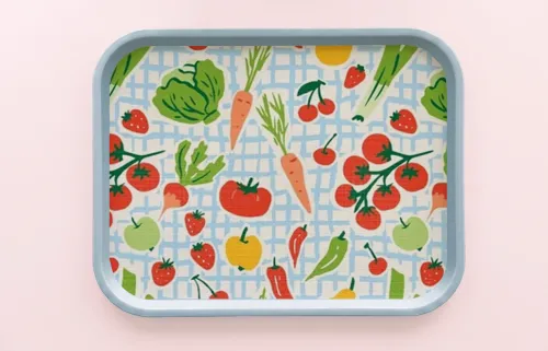 Free Food Tray Mockup With Pattern Design — Top View (PSD) mockup preview