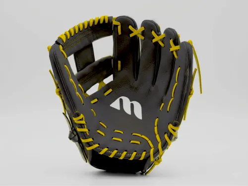 Free Custom Baseball Glove Mockup — Black Leather Yellow Stitch (PSD) mockup preview