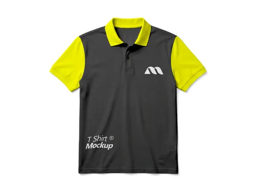Free Two-Tone Polo Shirt Mockup Flat Lay — Front View (PSD) mockup preview