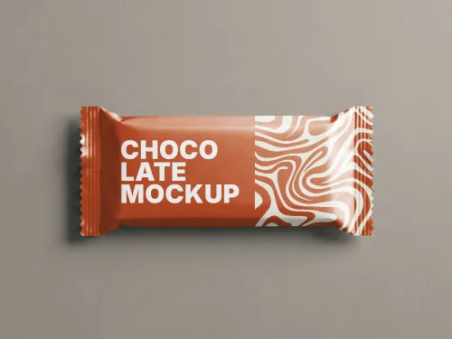 Free Chocolate Bar Wrapper Mockup — Wavy Pattern Crimped Ends (PSD) mockup preview