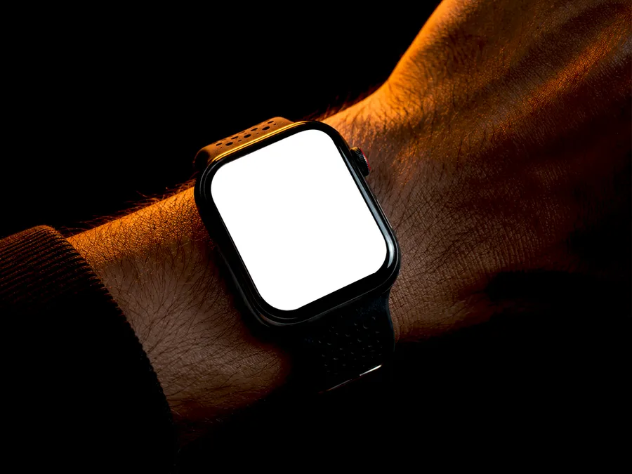 FREE SMARTWATCH MOCKUP — DARK CINEMATIC WRIST UI (PSD) mockup preview 2