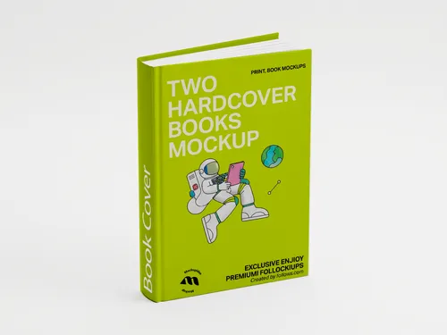 Free Standing Hardcover Book Mockup — Front & Spine View (PSD) mockup preview