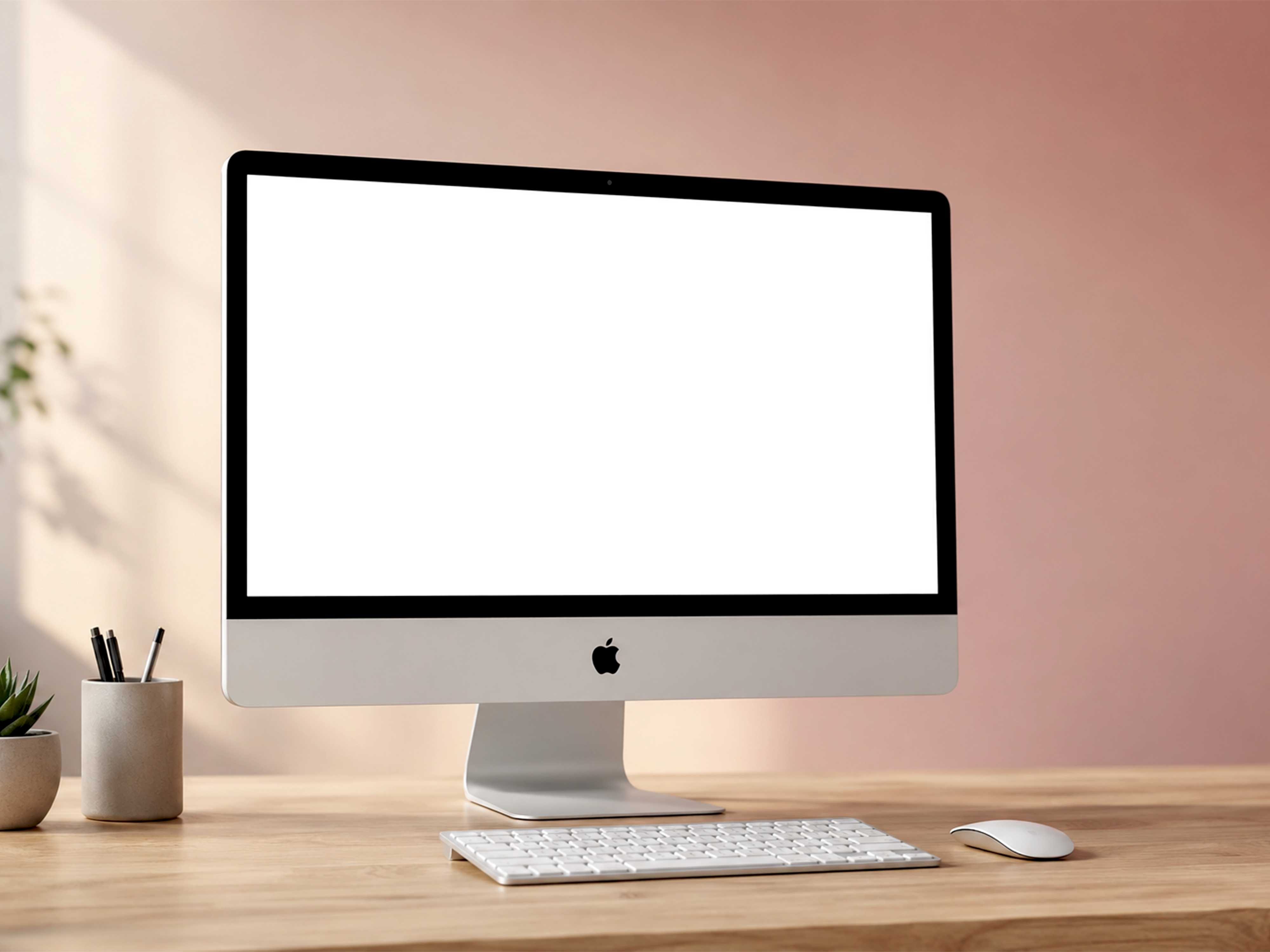 IMAC 27-INCH MOCKUP – COZY DESK SETUP SCREEN VIEW (PSD) mockup preview 2