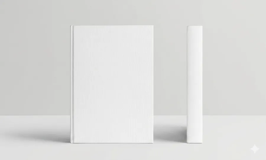 FREE 5.5X8.5 HARDCOVER BOOK MOCKUP — FRONT & SPINE STANDING (PSD) mockup preview 4