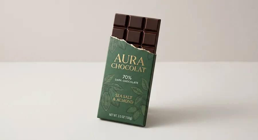 FREE DARK CHOCOLATE BAR MOCKUP WITH TORN FOIL REVEAL (PSD) mockup preview 2