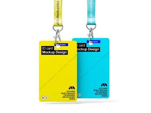 Free Id Card Lanyard Mockup — Two Badge Holders (PSD) mockup preview