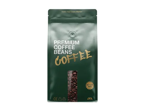 Free Matte Coffee Bag With Window Mockup — Front View (PSD) mockup preview